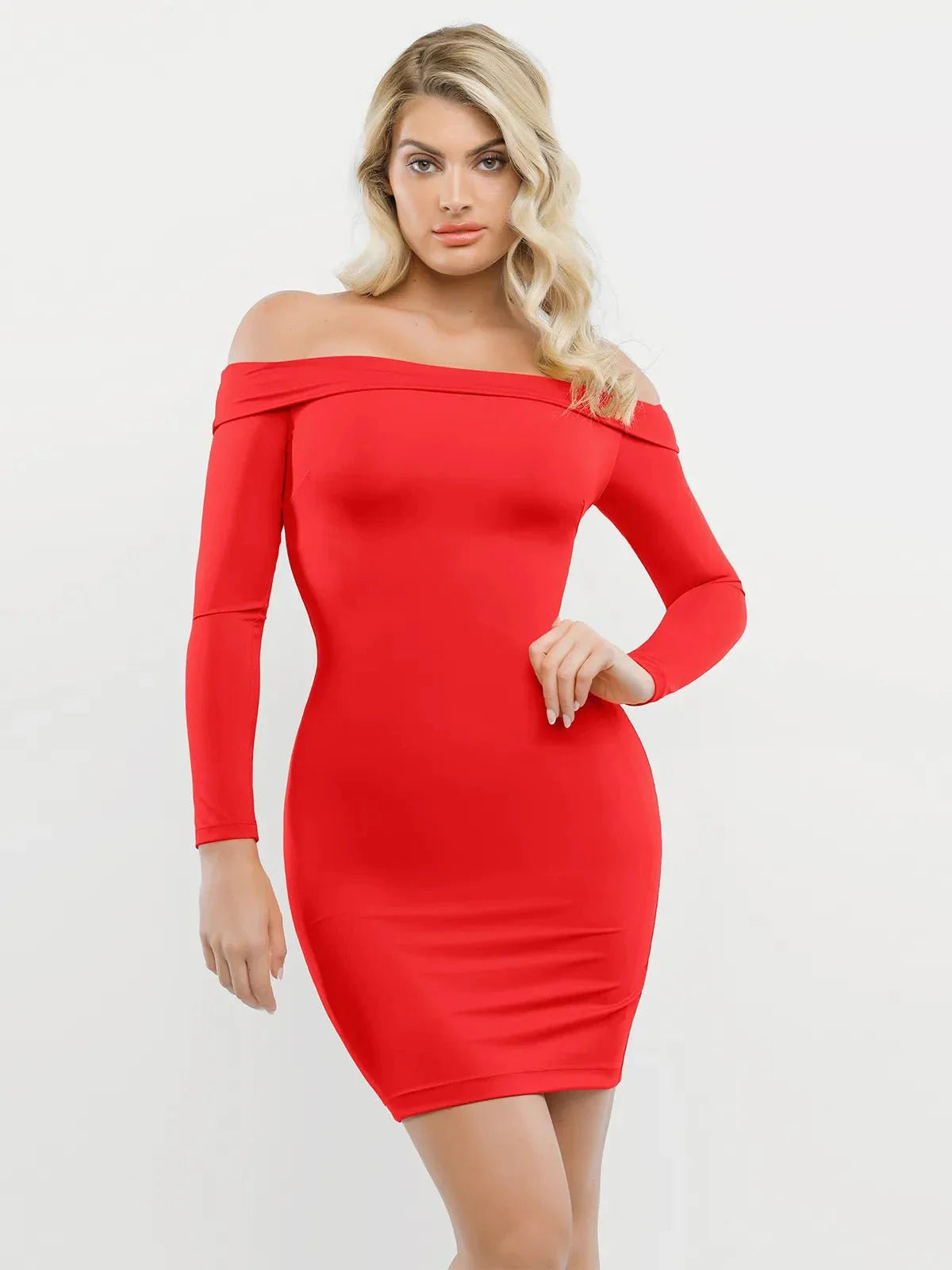 Shapewear Long Sleeve Off-the-Shoulder Bodycon Mini Dress