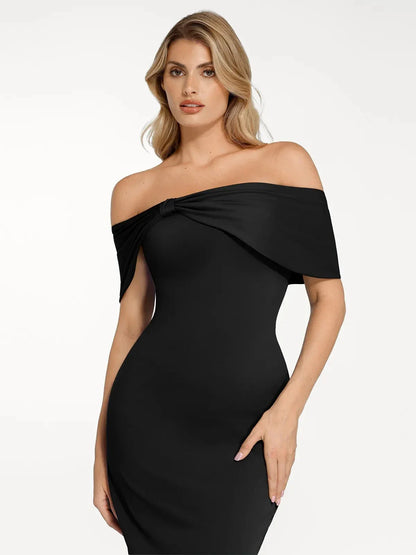 Shapewear Off-the-Shoulder Slim Column Maxi Dress