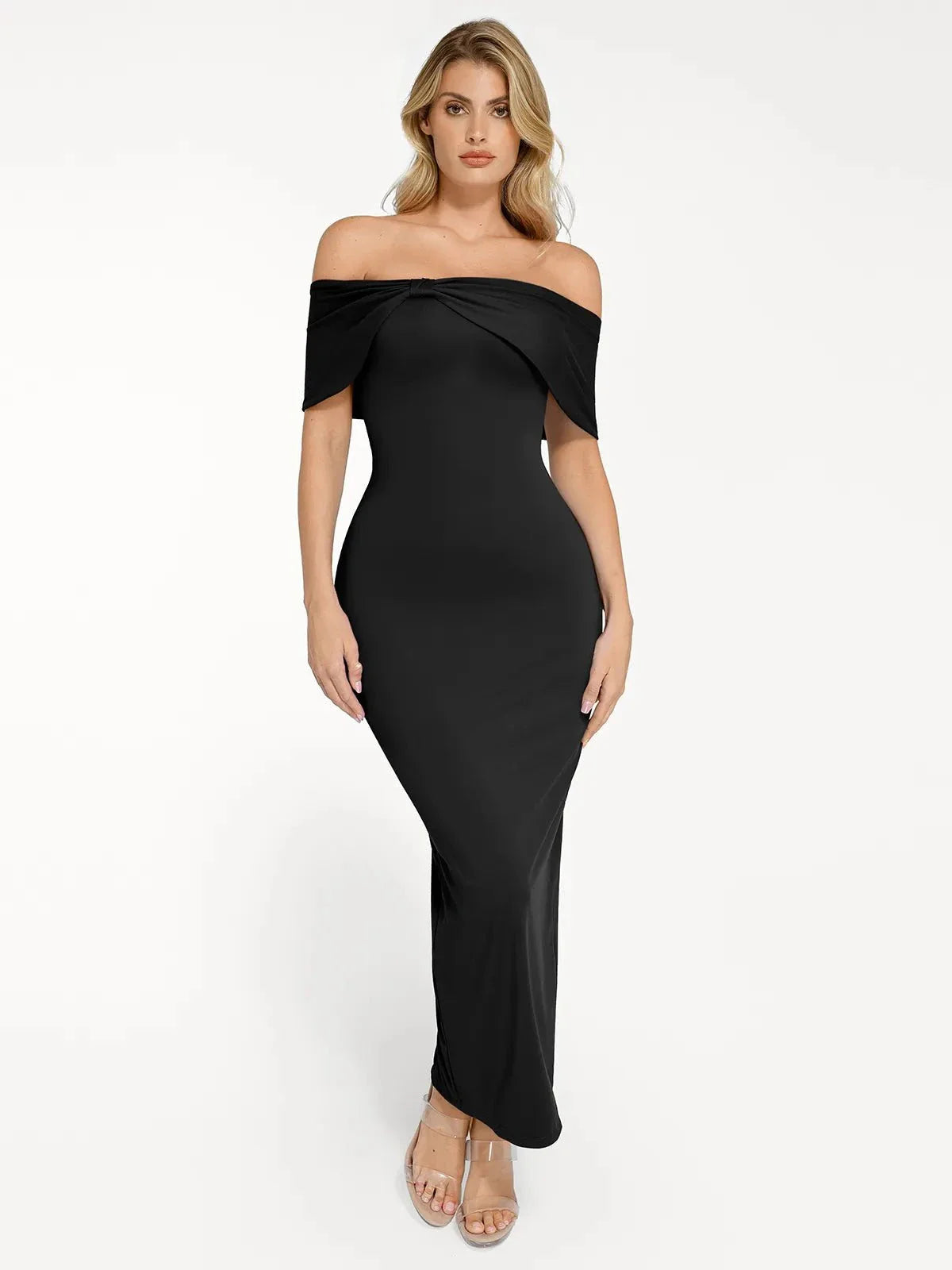 Shapewear Off-the-Shoulder Slim Column Maxi Dress
