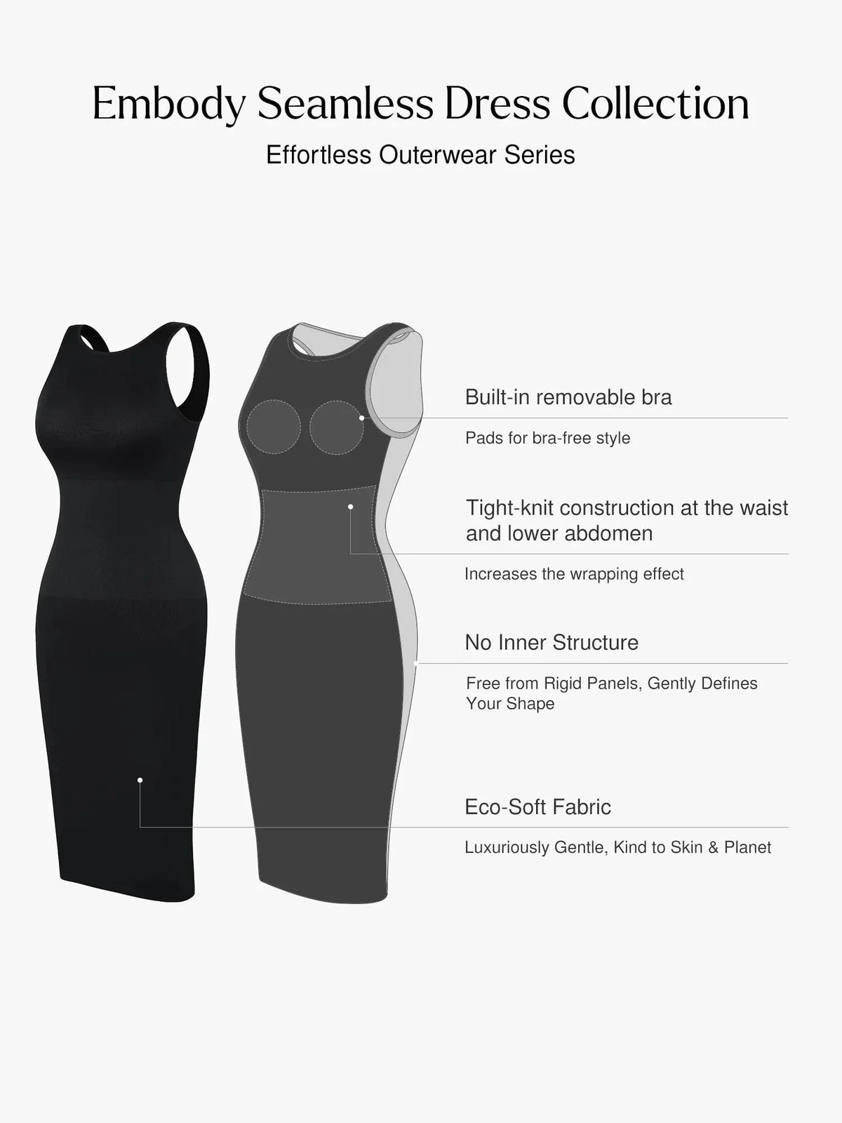 Shapewear Sleeveless Square Neck Slimming Seamless Dress