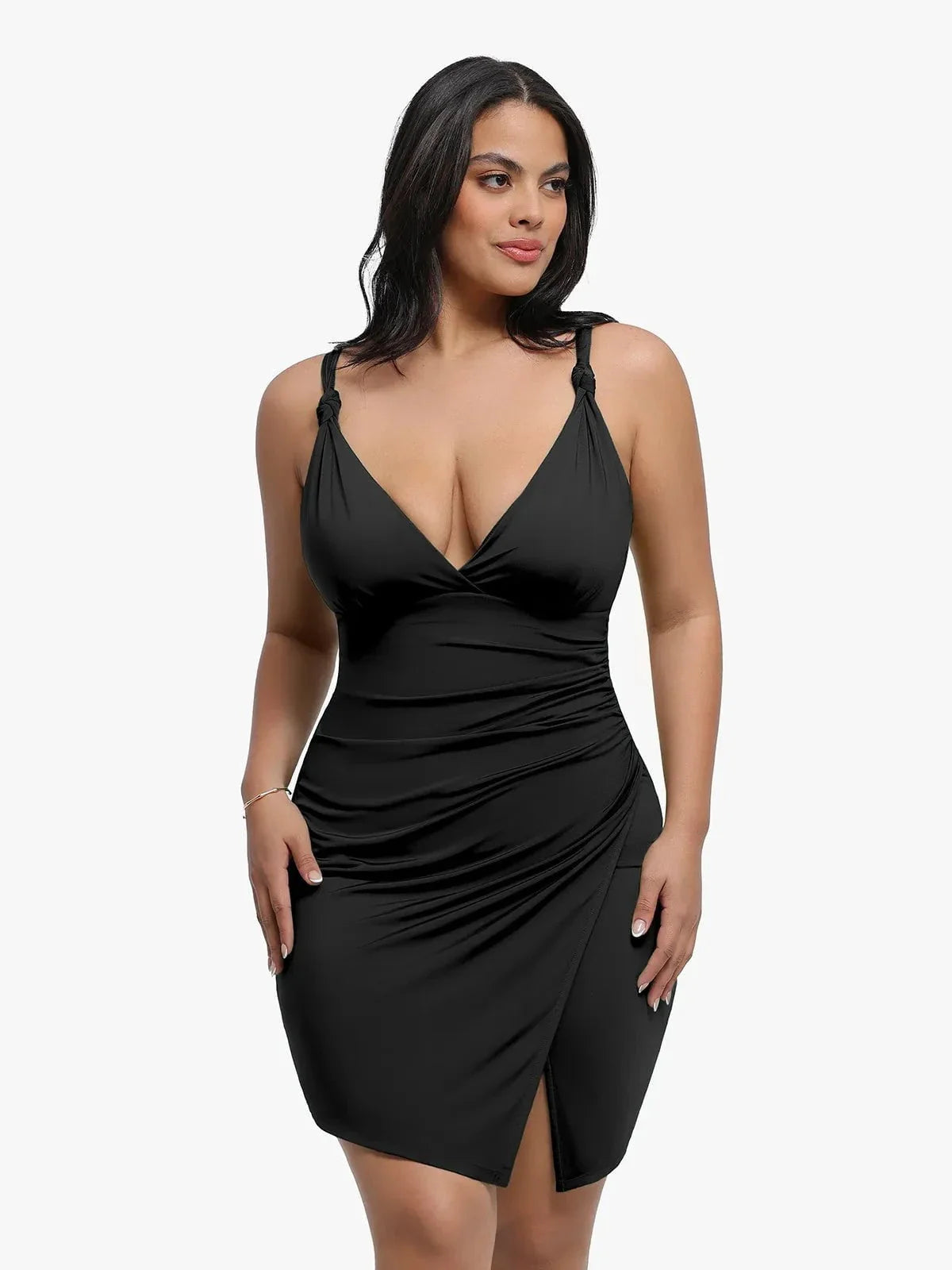 Shapewear Sculpting Side Slit Mini Dress