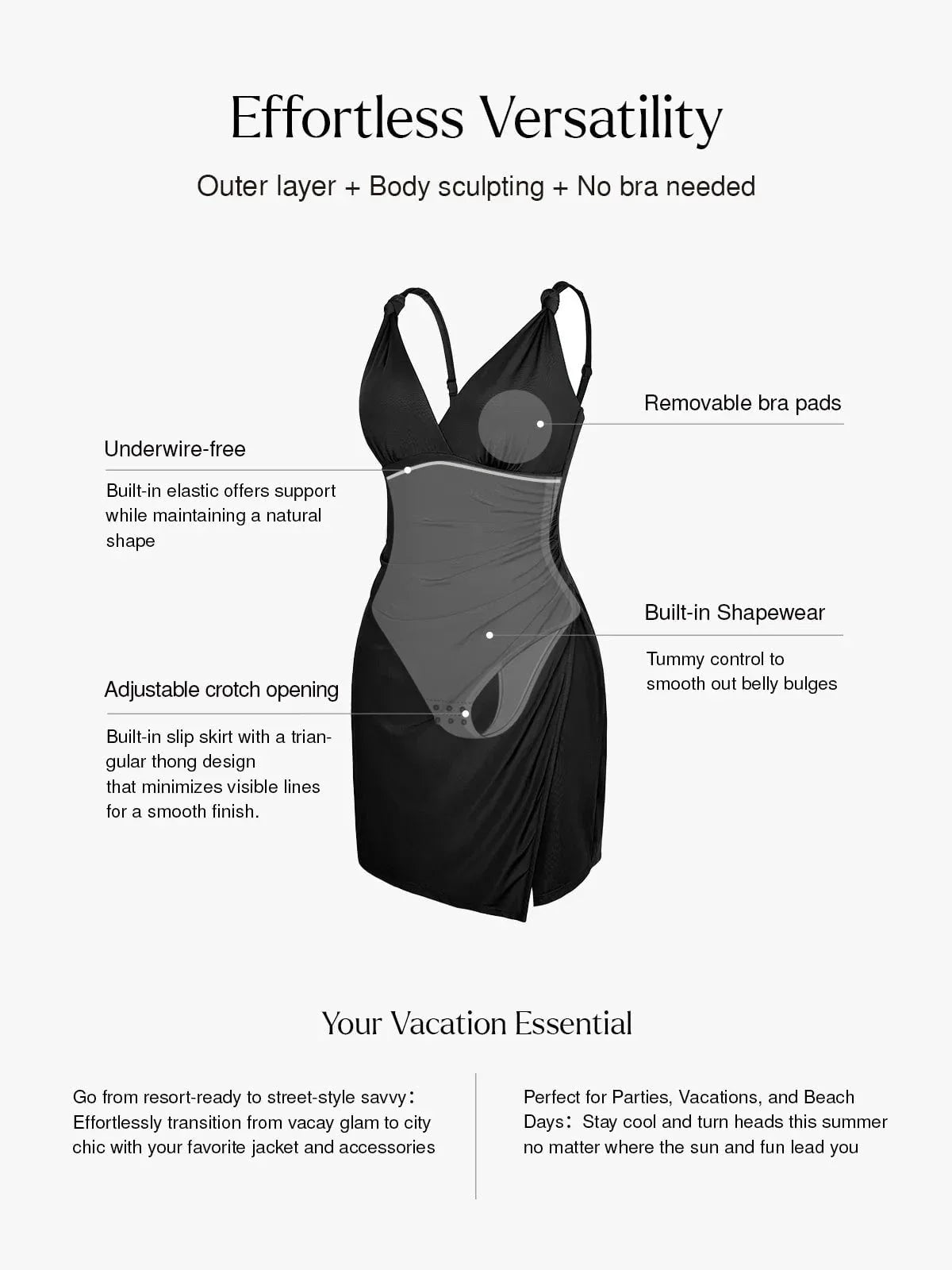 Shapewear Sculpting Side Slit Mini Dress
