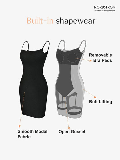 Shapewear Solid Modal Butt Lift Mini Slip Dress