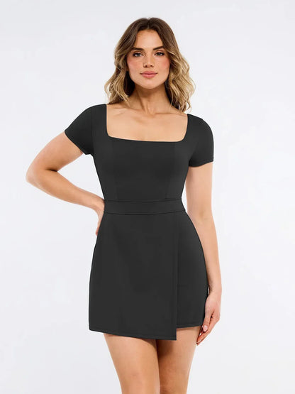 Shapewear Square Neck Sculpting A-Line Mini Dress
