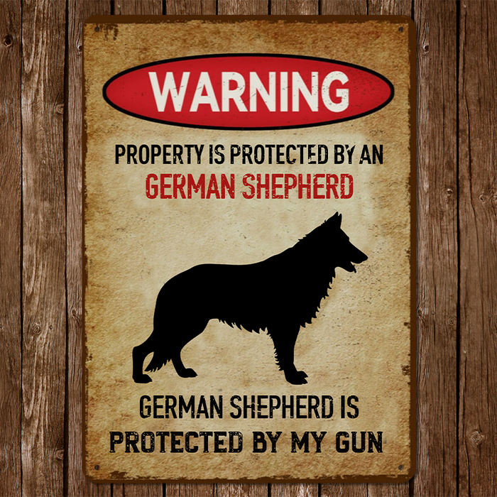 Property Is Protected By A German Shepherd - Personalized Custom Metal Sign