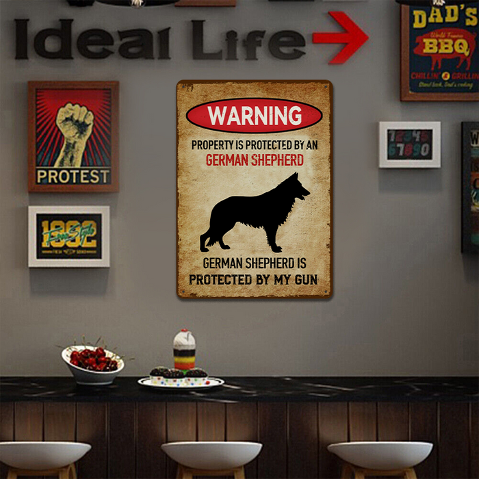 Property Is Protected By A German Shepherd - Personalized Custom Metal Sign