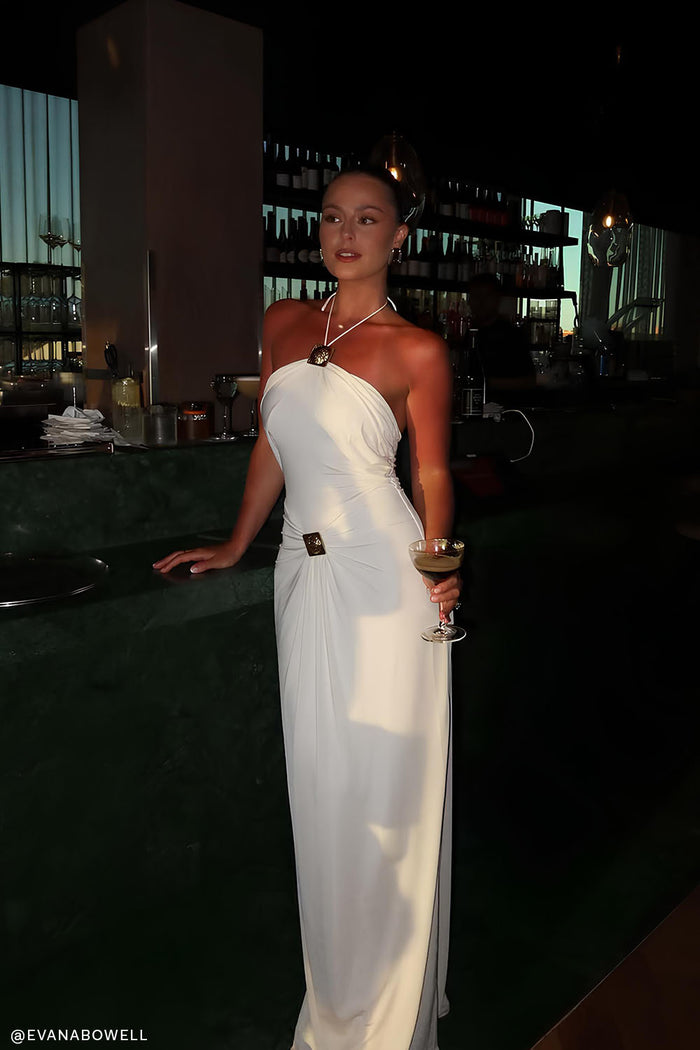 Quincy Halter Maxi Dress With Hardware - Ivory