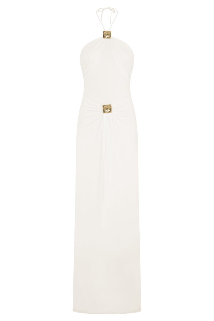Quincy Halter Maxi Dress With Hardware - Ivory