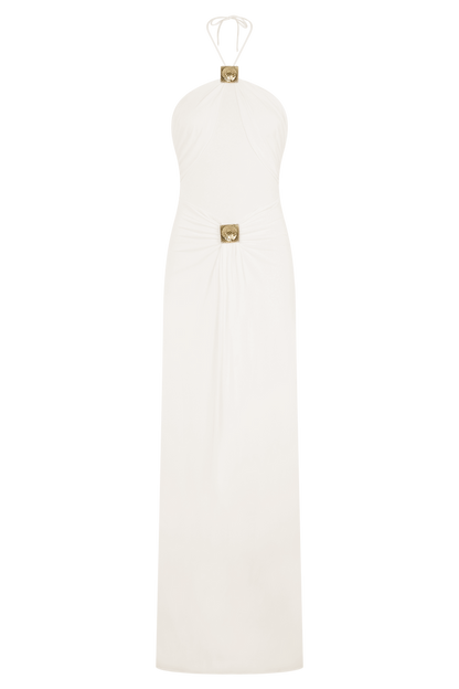Quincy Halter Maxi Dress With Hardware - Ivory