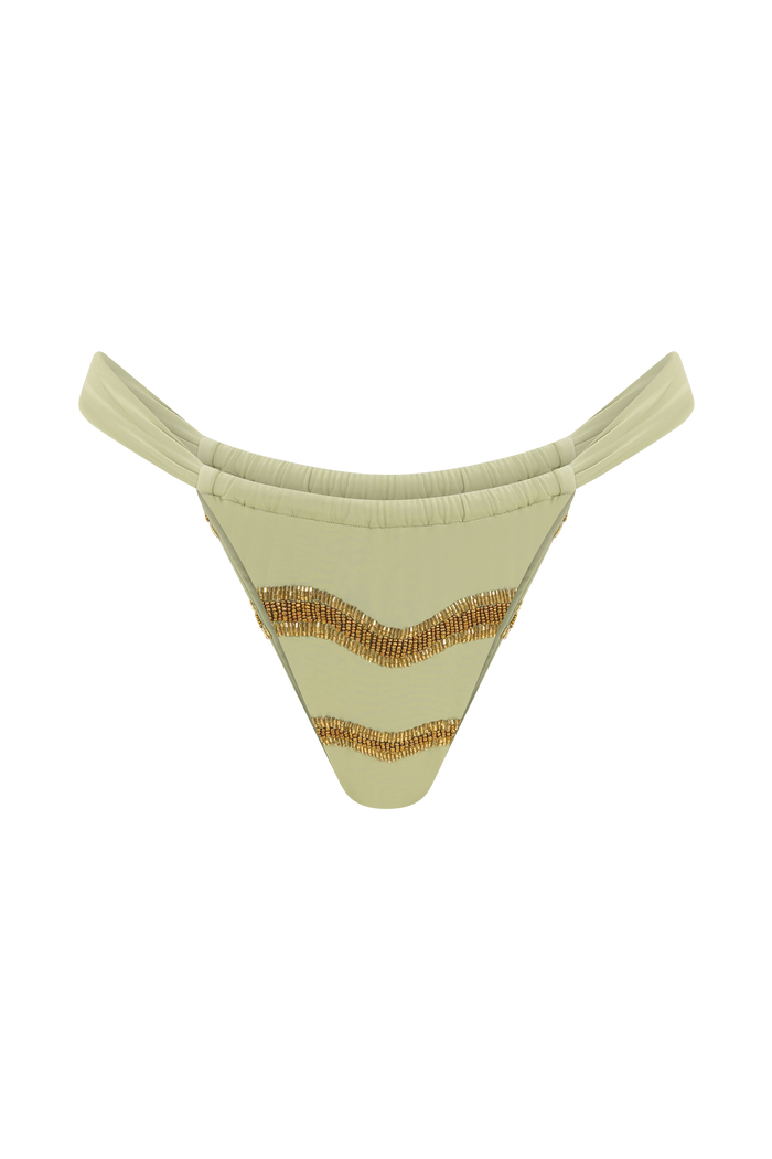 Robyn Beaded Bikini Bottom - Sage