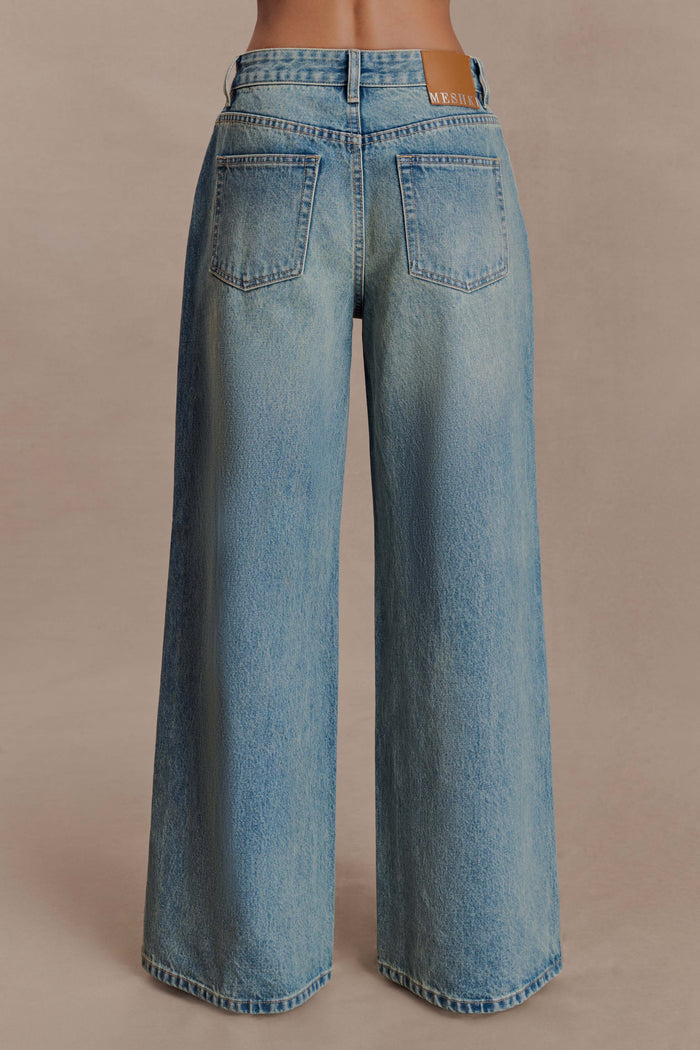 Romi Mid Rise Wide Leg Jeans - Faded Mid Blue