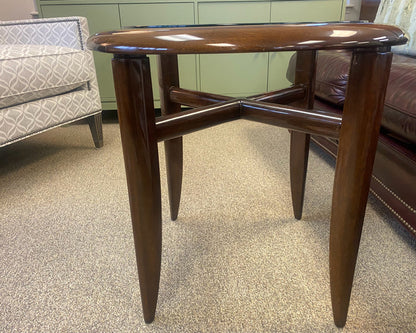 Round Contemporary Wood & Glass Side Table