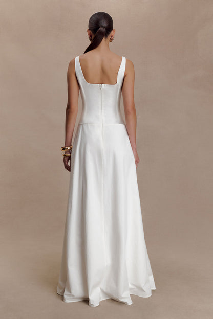 Salma Drop Waist Cotton Maxi Dress - White