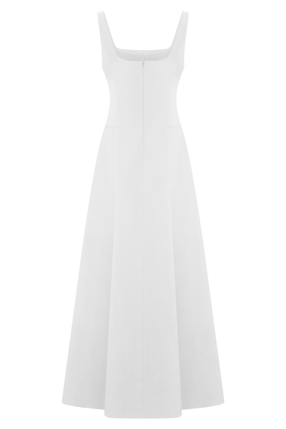 Salma Drop Waist Cotton Maxi Dress - White