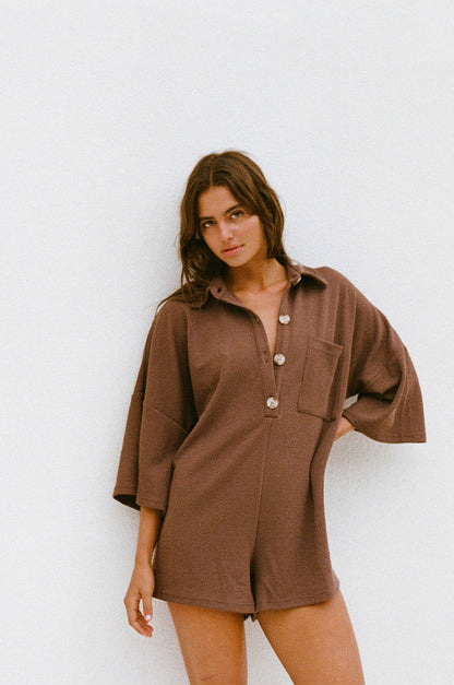 SAMPLE-Milena Playsuit - Chocolate