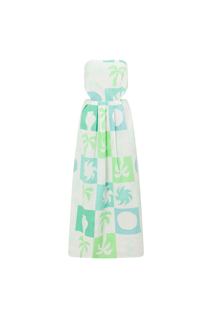 SAMPLE-Talullah Midi Dress - Palm Tile Breeze