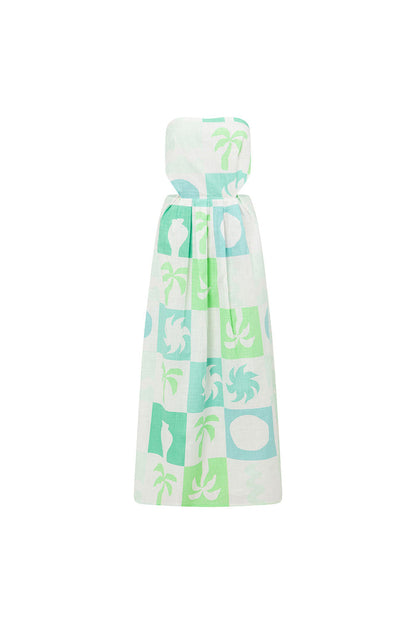 SAMPLE-Talullah Midi Dress - Palm Tile Breeze