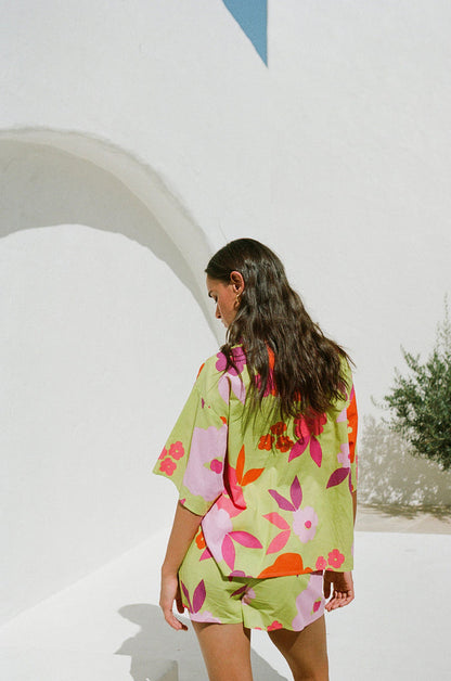SAMPLE-Thessy Top - Lime Floral