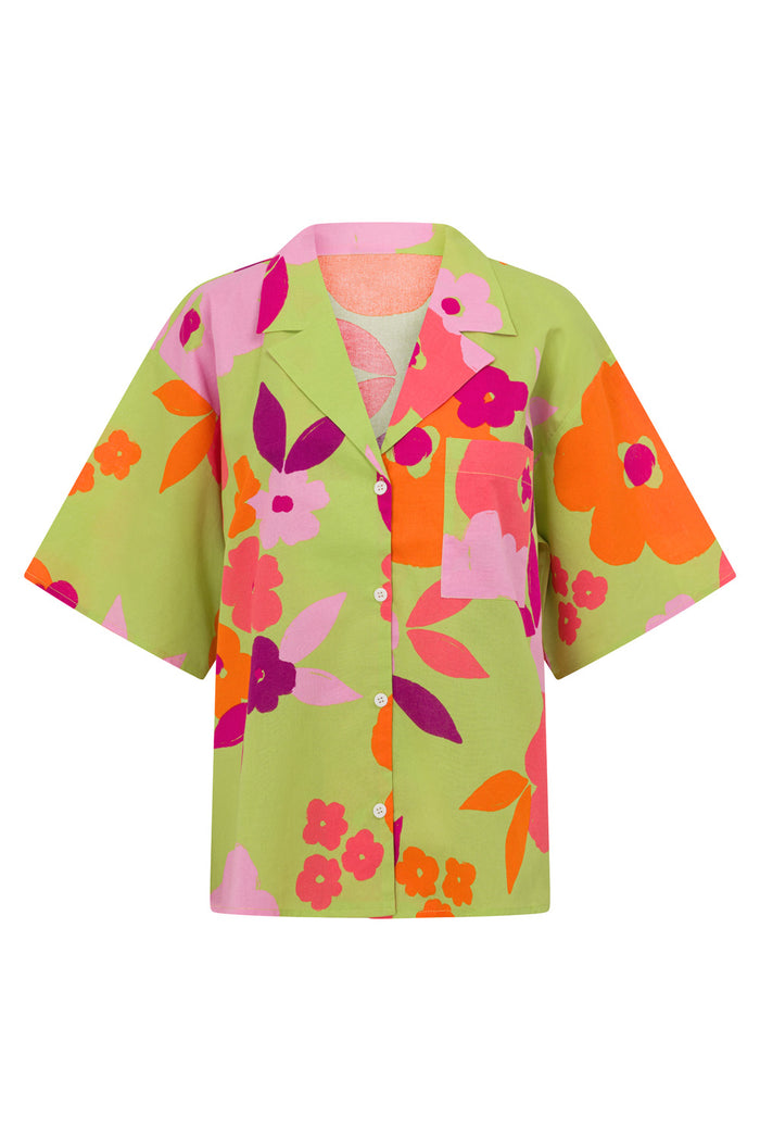 SAMPLE-Thessy Top - Lime Floral
