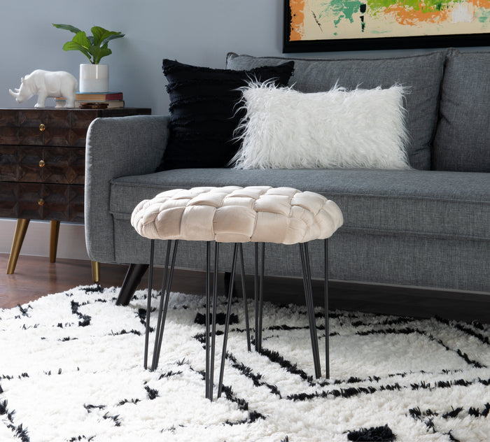 Scarlet Round Ottoman Stool