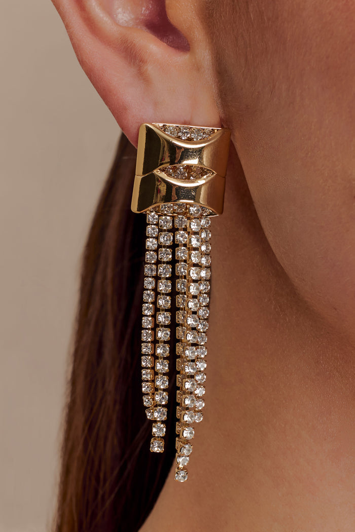 Shea Crystal Fringe Drop Earrings - Gold