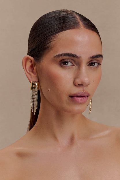 Shea Crystal Fringe Drop Earrings - Gold