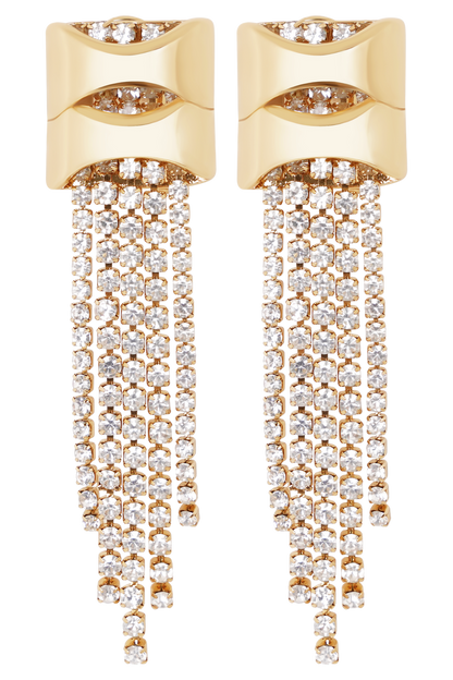 Shea Crystal Fringe Drop Earrings - Gold
