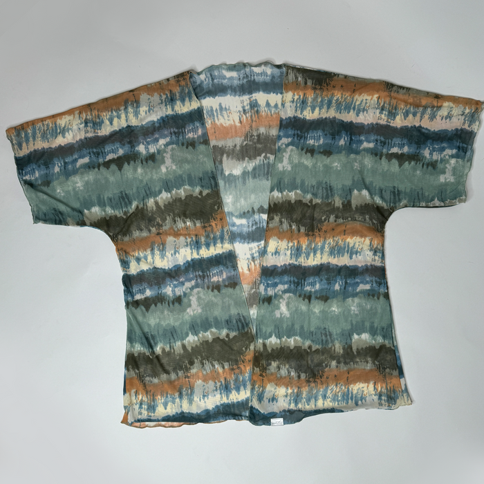 Sheer Tie Dye Mesh Kimono Cover Up