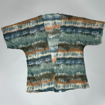 Sheer Tie Dye Mesh Kimono Cover Up