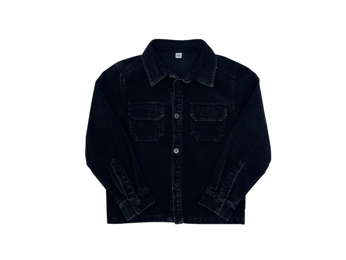 shirt l/s heavy washed corduroy pocket - black