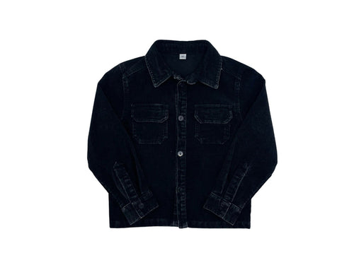 shirt l/s heavy washed corduroy pocket - black