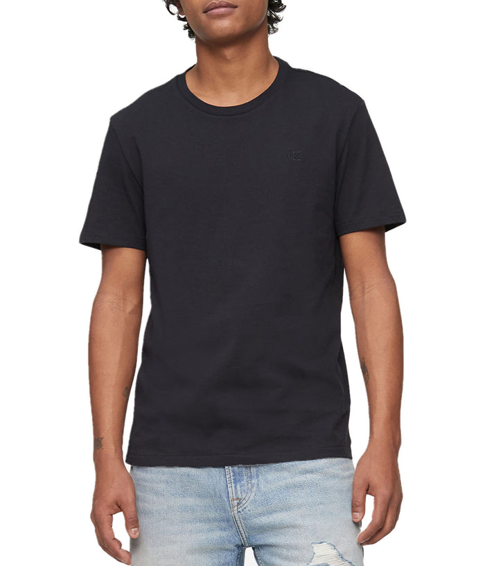 Short Sleeves Smooth Cotton Solid Crewneck Tee