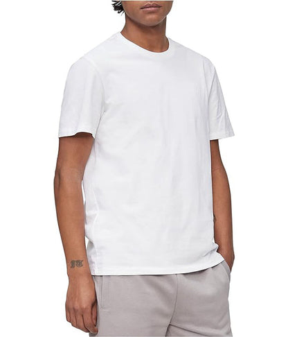 Short Sleeves Smooth Cotton Solid Crewneck Tee