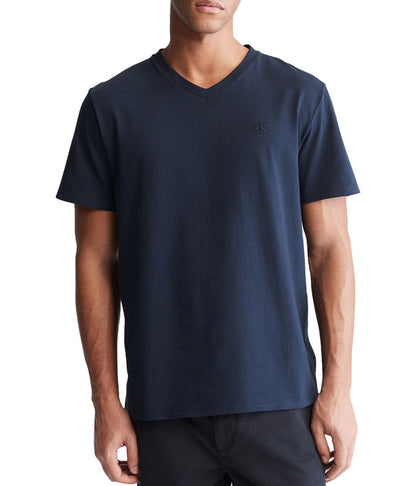 Short Sleeves Smooth Solid V-Neck Tee