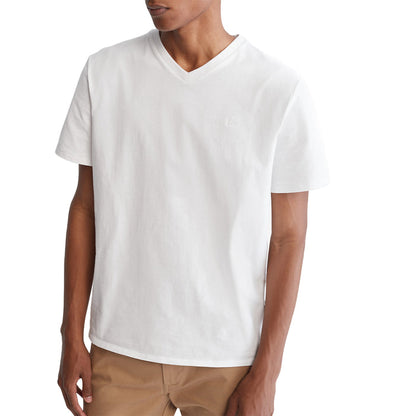 Short Sleeves Smooth Solid V-Neck Tee