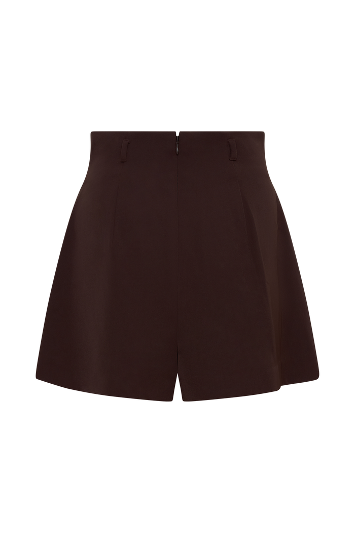 Simone Pleated Suiting Short - Dark Chocolate