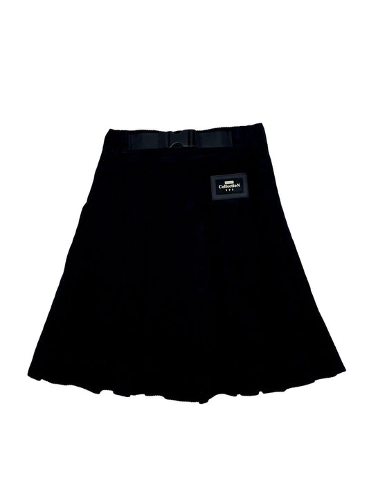 skirt corduroy pleated with waist buckle - black