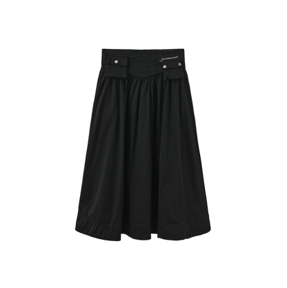 skirt poplin with waist pockets - black