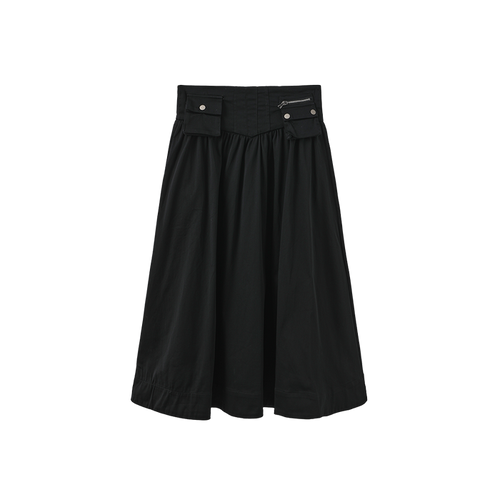 skirt poplin with waist pockets - black