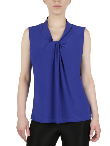 Sl Knot Front Solid Ity Knit Top