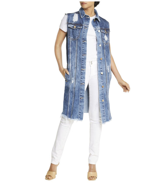 Sleeveless Denim Shirt Dress