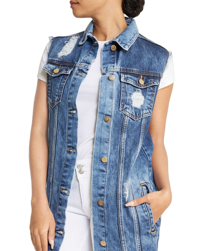 Sleeveless Denim Shirt Dress