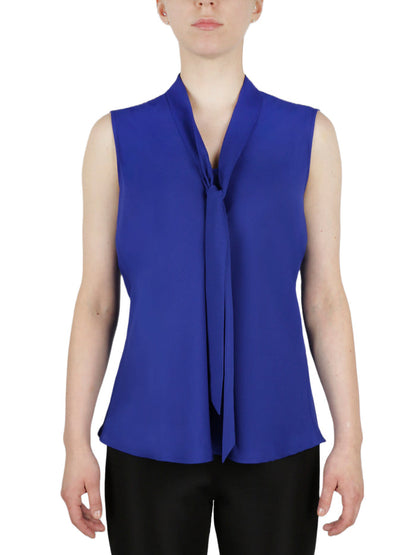 Sleeveless Tie Front Crepe Blouse