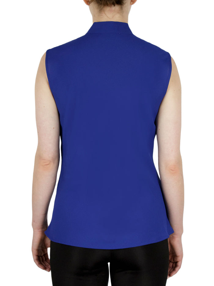 Sleeveless Tie Front Crepe Blouse