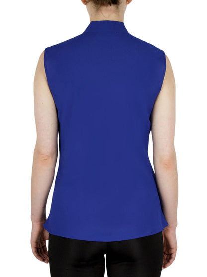 Sleeveless Tie Front Crepe Blouse