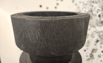 Small Black Turned Wood Candle Holder