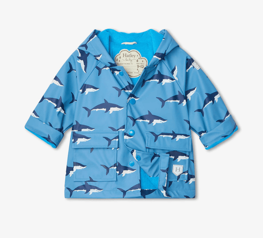 Swimming Sharks Colour Changing Baby Raincoat