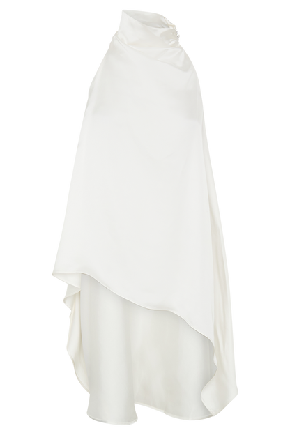 Sydney Asymmetrical Satin Halter Top - Ivory