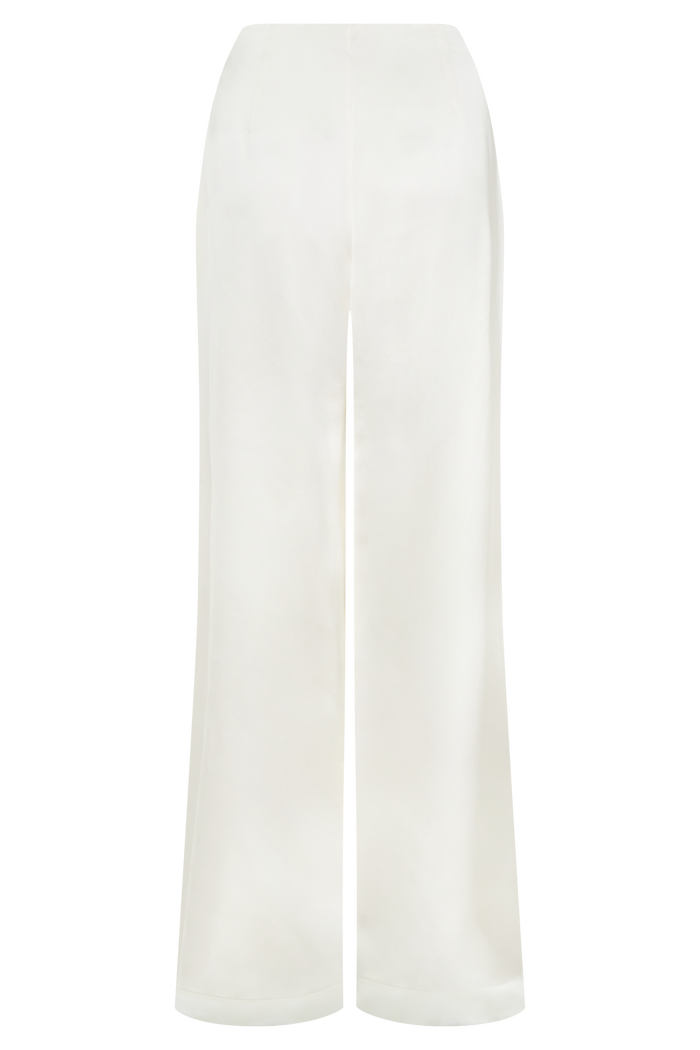 Sydney Straight Leg Satin Pants - Ivory