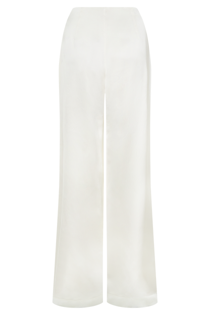 Sydney Straight Leg Satin Pants - Ivory